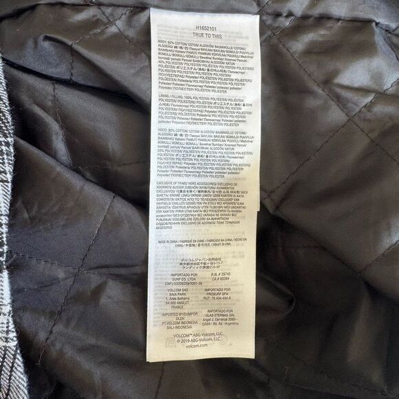 Volcom Hooded Black White Checkered Cotton Blend Ski Snowboard Lightweight Pocke - Picture 9 of 13